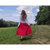 Manšestrová  půlkolová sukně  - červená