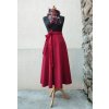 Manšestrová půlkolová  sukně - temně červená