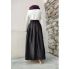 Dlouhá manšestrová sukně - černá lesklá