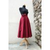 Midi kolová sukně -  bordó