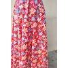 Dlouhá kolová sukně - červená s kvítky