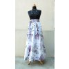 Dlouhá kolová sukně - akvarelové fialové květy