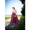 Dlouhá kolová sukně - bordó satén