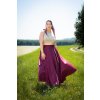 Dlouhá kolová sukně - bordó satén