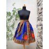Africká krátká sukně  - modrá makenzi knoflík