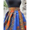 Africká krátká sukně  - modrá makenzi knoflík