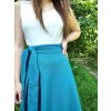 Dlouhá půlkolová sukně - světlý petrolej