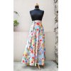 Dlouhá půlkolová sukně - viskoza - akvarelové květy