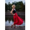 Dlouhá půlkolová sukně - červená