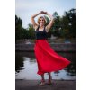 Dlouhá půlkolová sukně - červená
