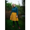 Kolová manšestrová sukně - hořčice