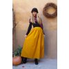 Dlouhá, nabíraná sukně s kapsami - hořčice