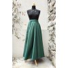 Dlouhá kolová sukně - zelený satén