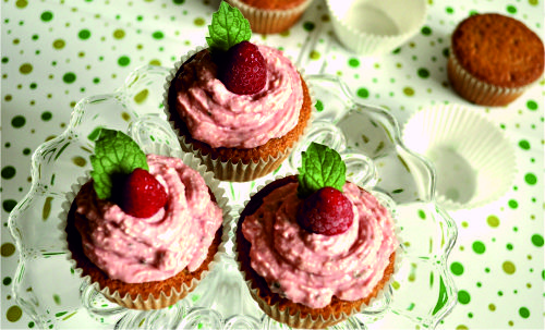 RECEPT - Malinové cupcaky s mätou