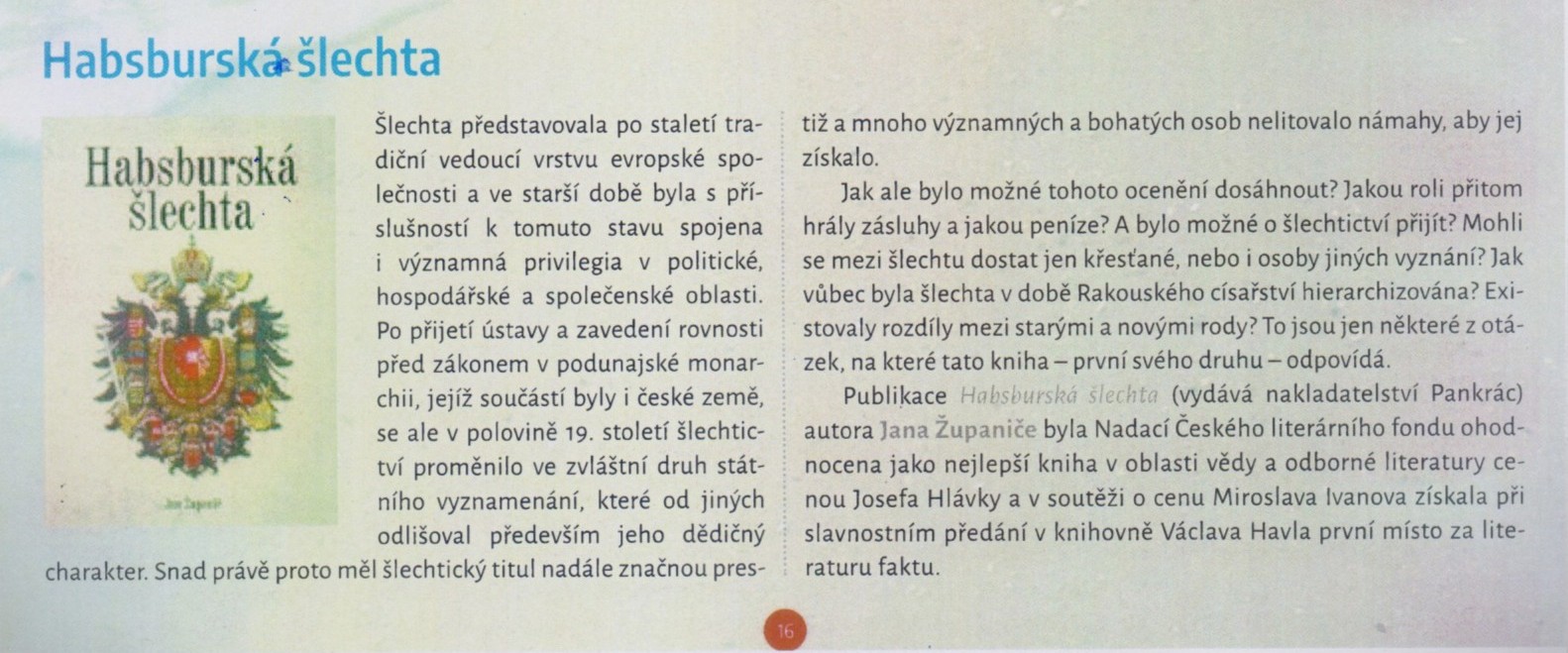 Upoutávka na knihu Habsburská šlechta v Knižních novinkách 6/2026