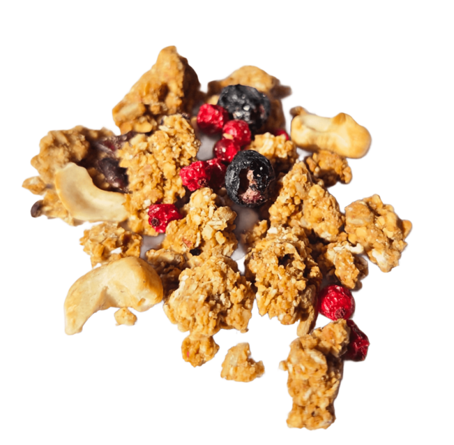 Granola lesné ovocie a orechy vysypaná