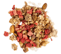 Granola pistácie a jahody vysypaná