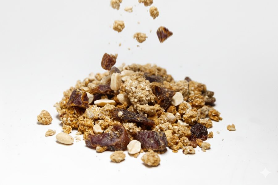 bezlepková arašidová granola s proteínom Pán Kukučka v miske