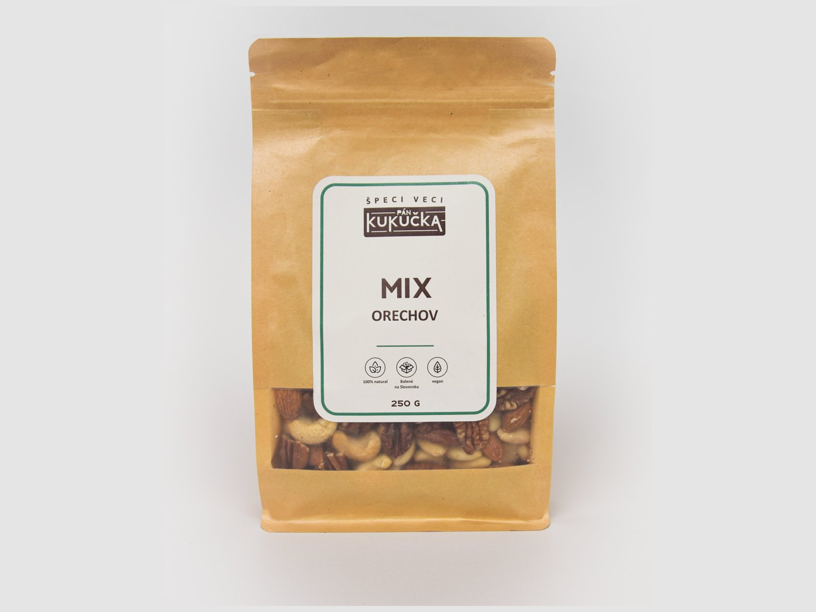 Mix orechov Pán Kukučka 250 g v papierovom vrecku s okienkom