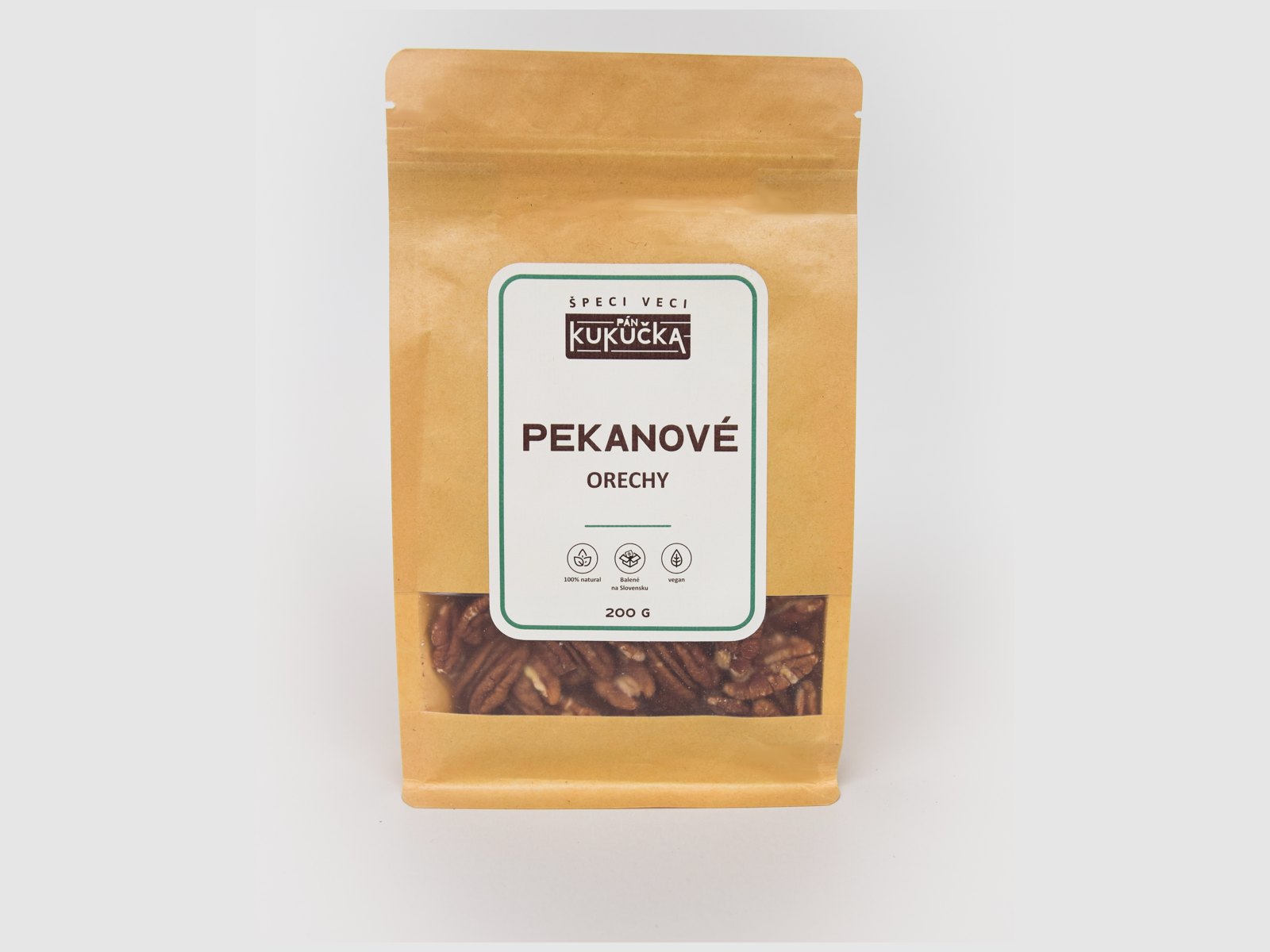Pekanové orechy Pán Kukučka 200 g v papierovom vrecku s okienkom