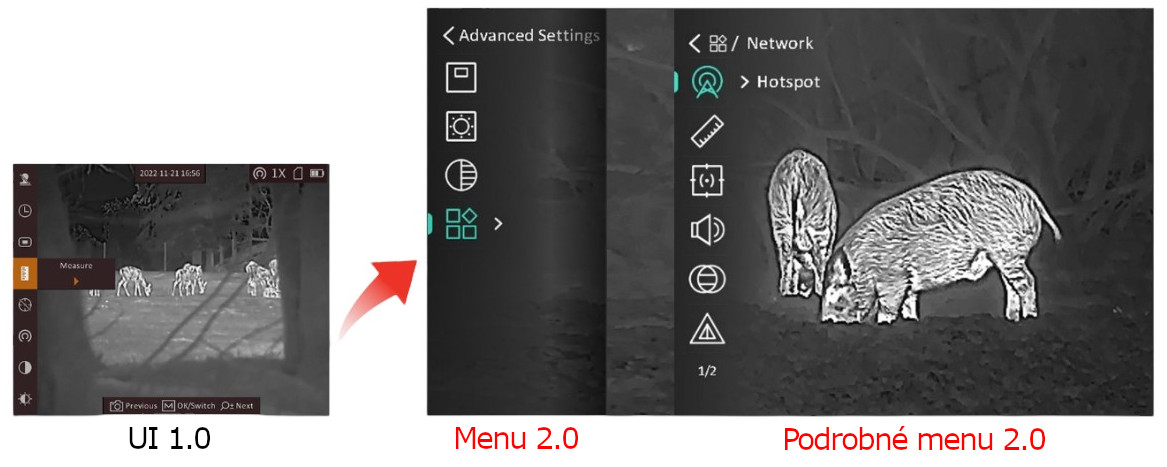 Hikmicro, Lynx S, nové menu