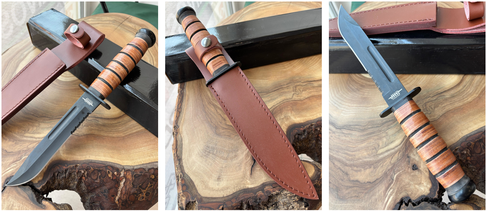 JKR Taktický nůž, 18 cm, kůže, černo-hnědý