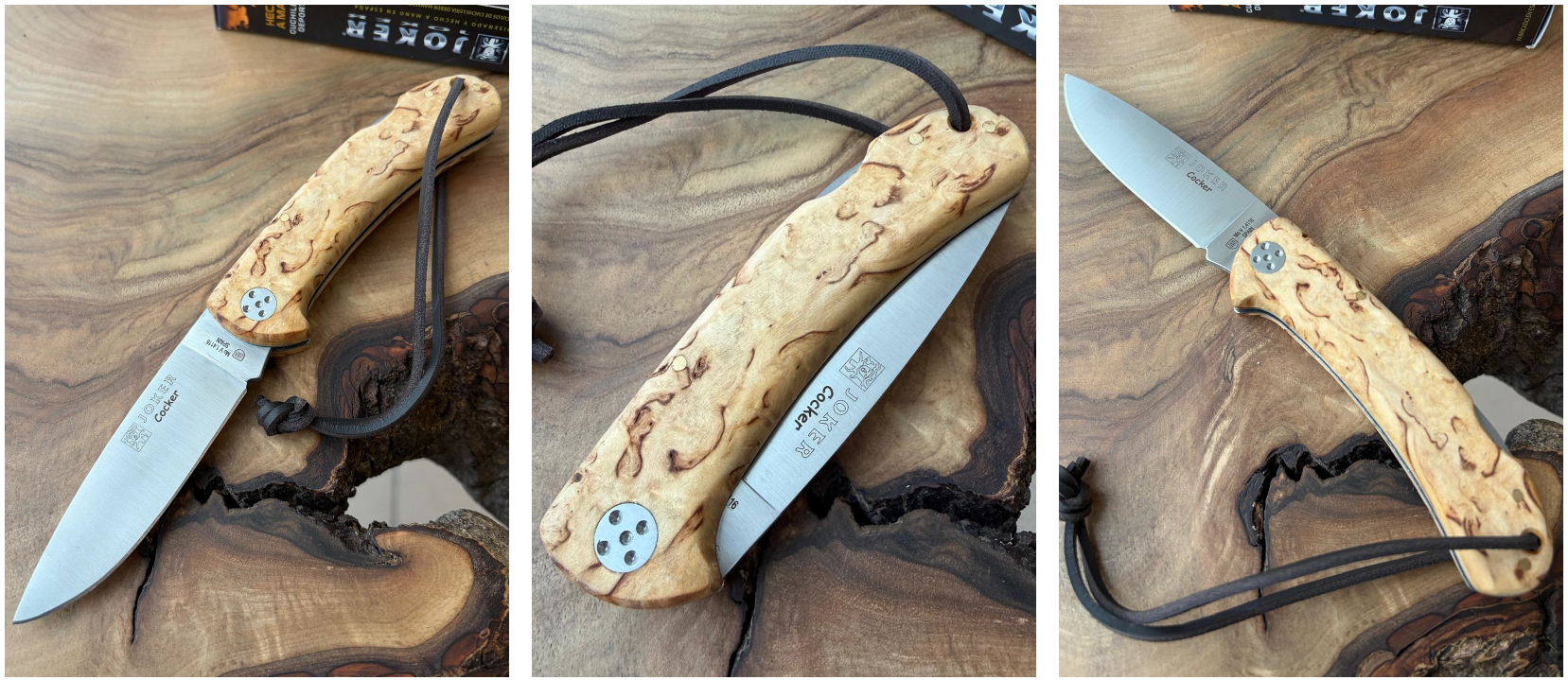 Joker Cocker – Zavírací nůž, 9 cm, kudrnatá bříza