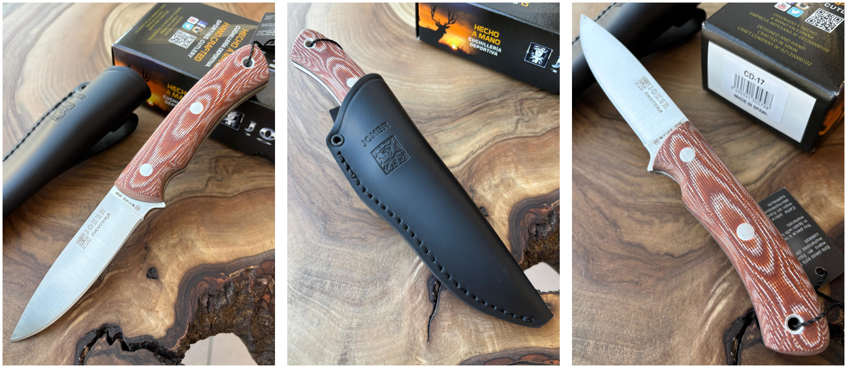 Joker Pantera - Bushcraftový nůž, 10 cm, micarta, cihlový
