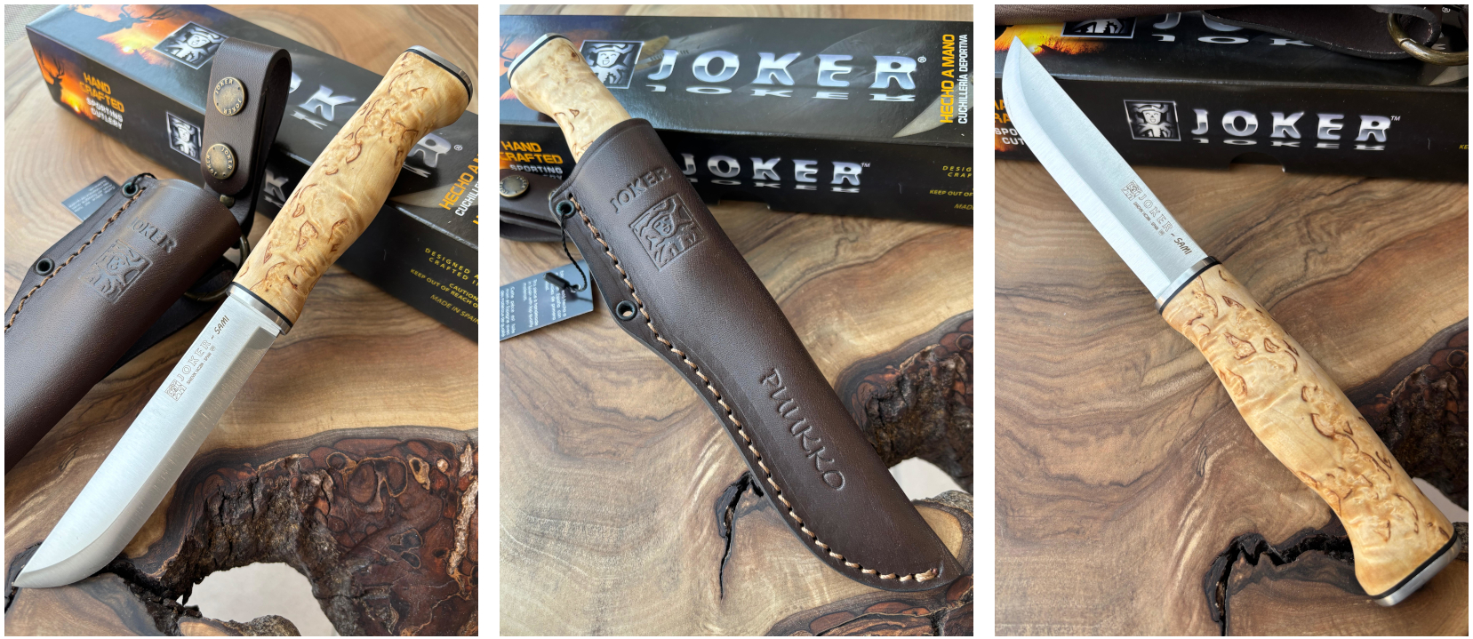 Joker Sami - Bushcraftový nůž, 12,3 cm, kudrnatá bříza