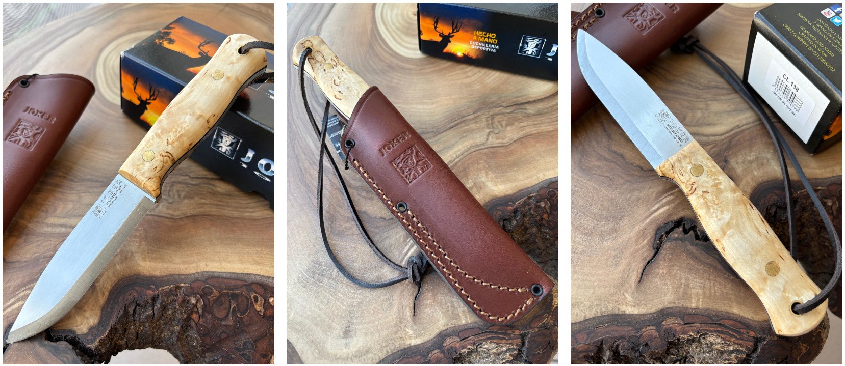 Joker Bushlord - Bushcraftový nůž, 11,4 cm, kudrnatá bříza