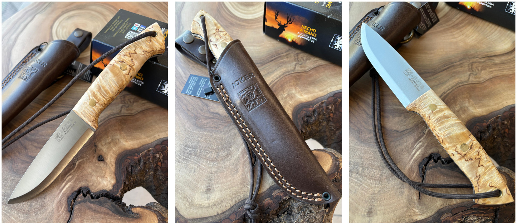 Joker Ranger - Bushcraftmesser, 11 cm, Maserbirke