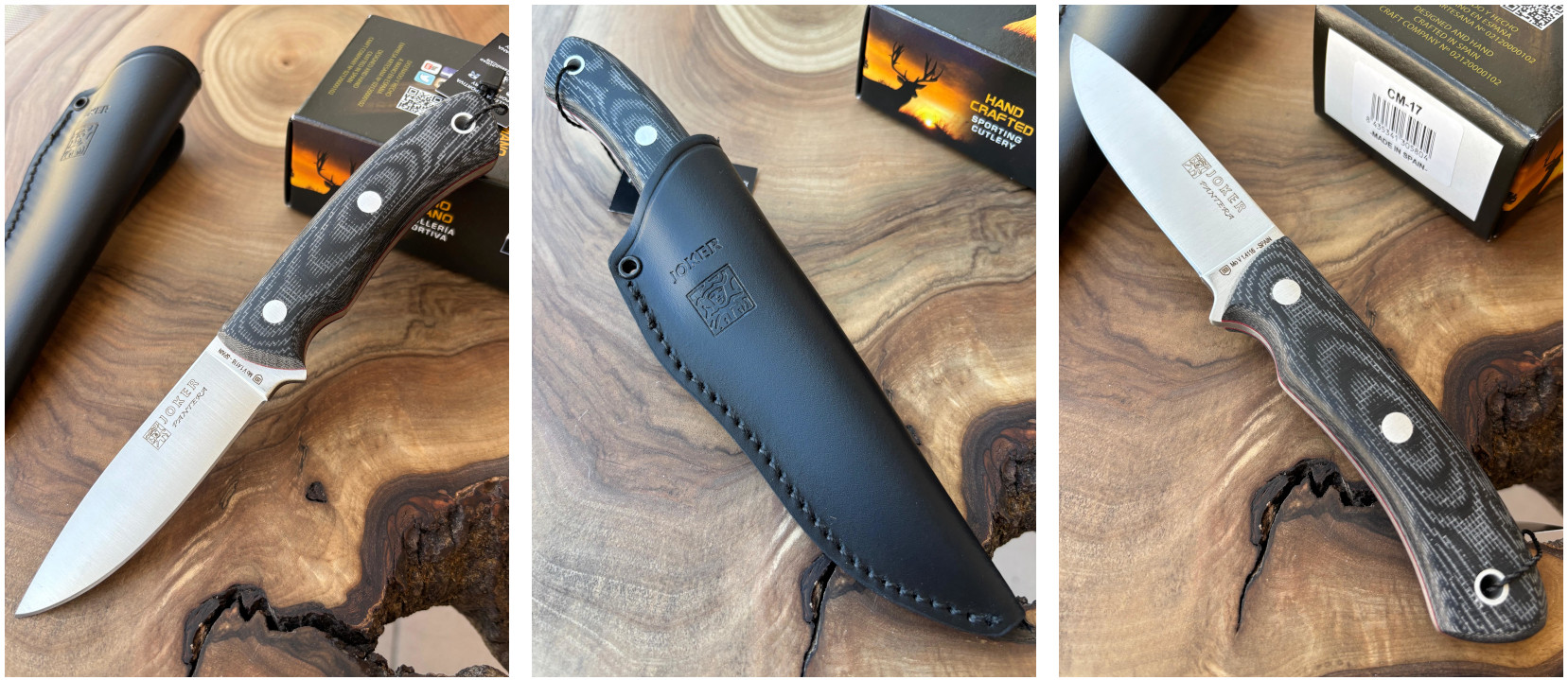 Joker Pantera - Bushcraftový nůž, 10 cm, micarta, černý