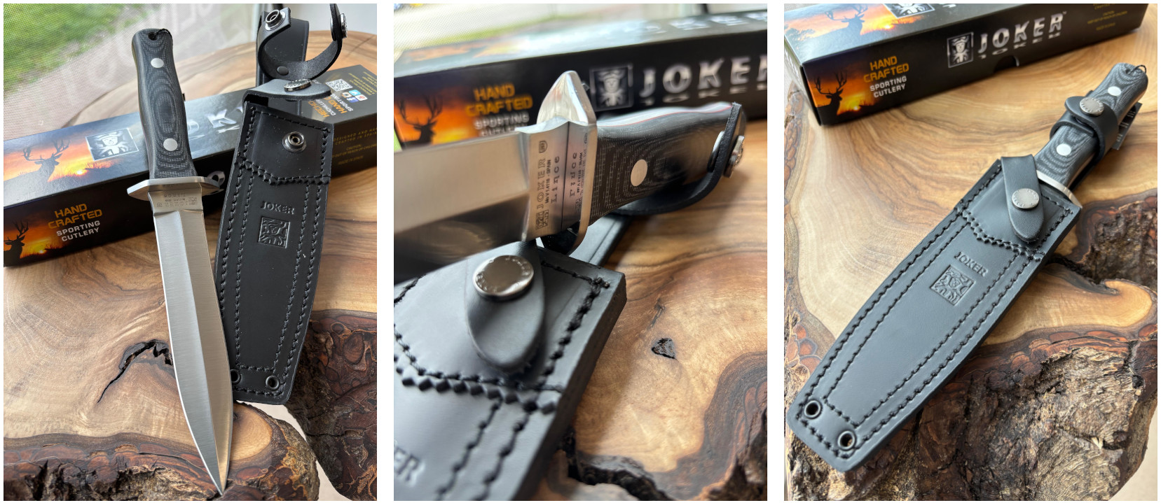 Joker Lince - Bushcraft-Dolch, 15,5 cm, Micarta, Schwarz