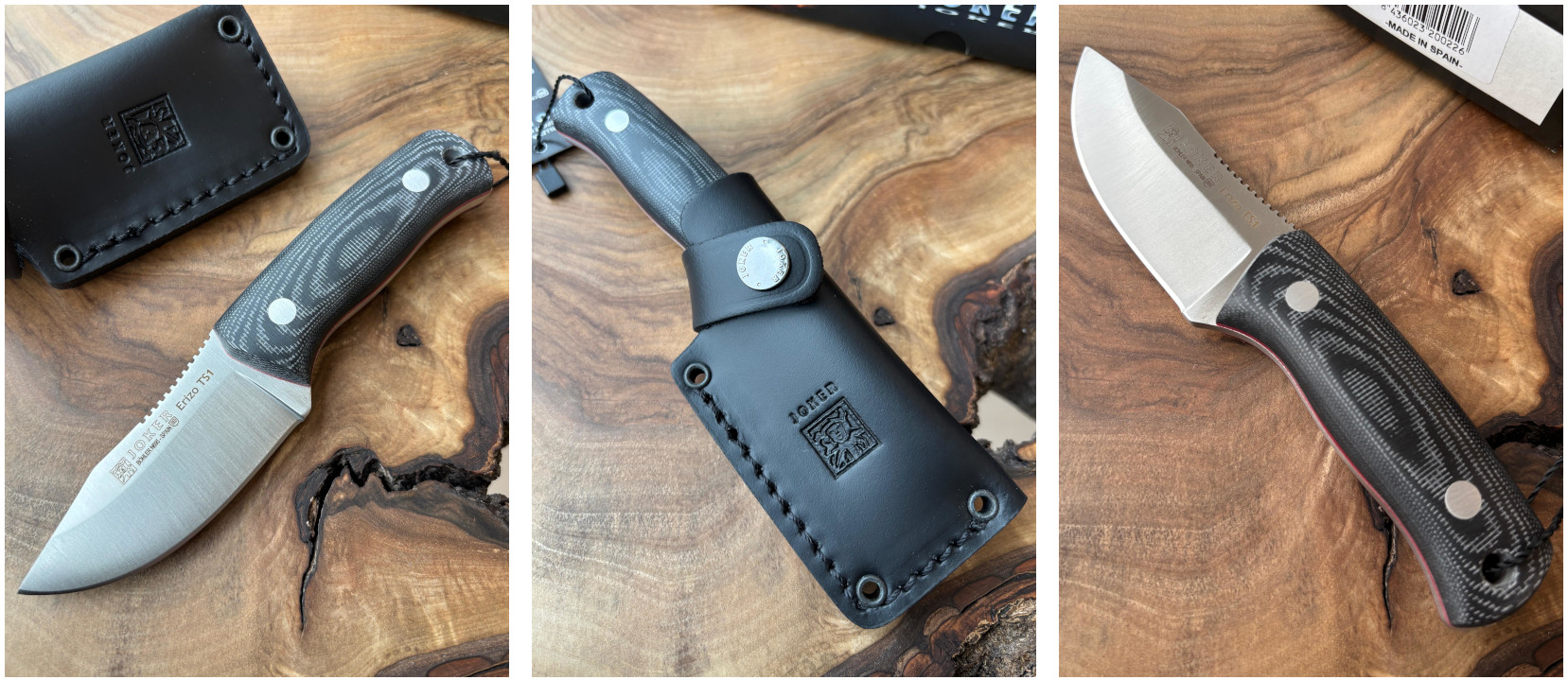 Joker Erizo TS1 - Bushcraftový nůž, 7,5 cm, micarta, černý