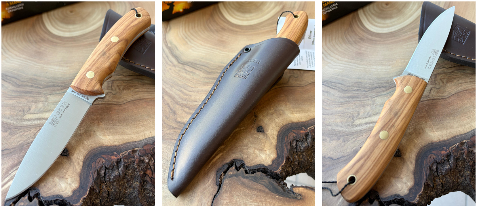 Joker Pantera – Bushcraftový nůž, 10 cm, olivové dřevo