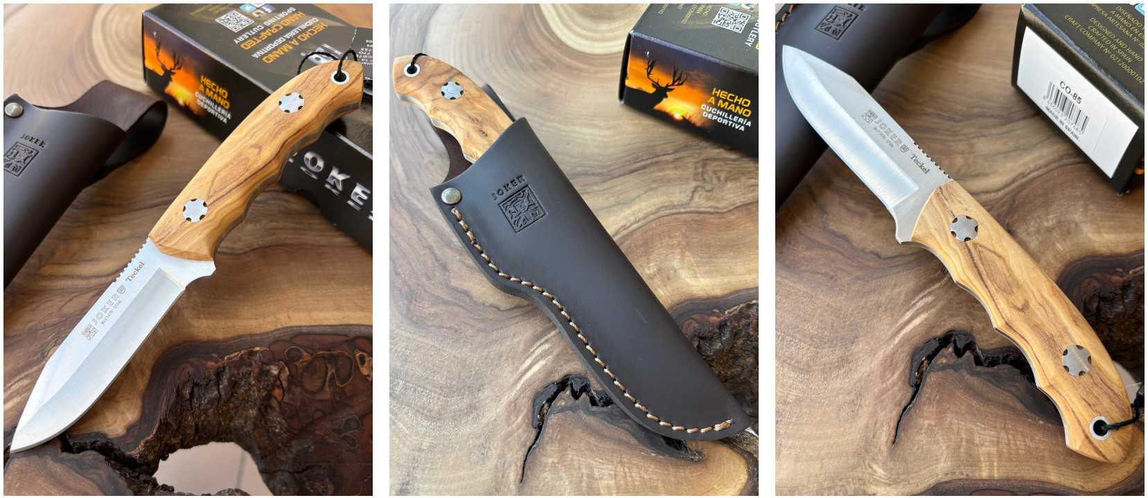 Joker Teckel - Bushcraftový nůž, 9,4 cm, olivové dřevo