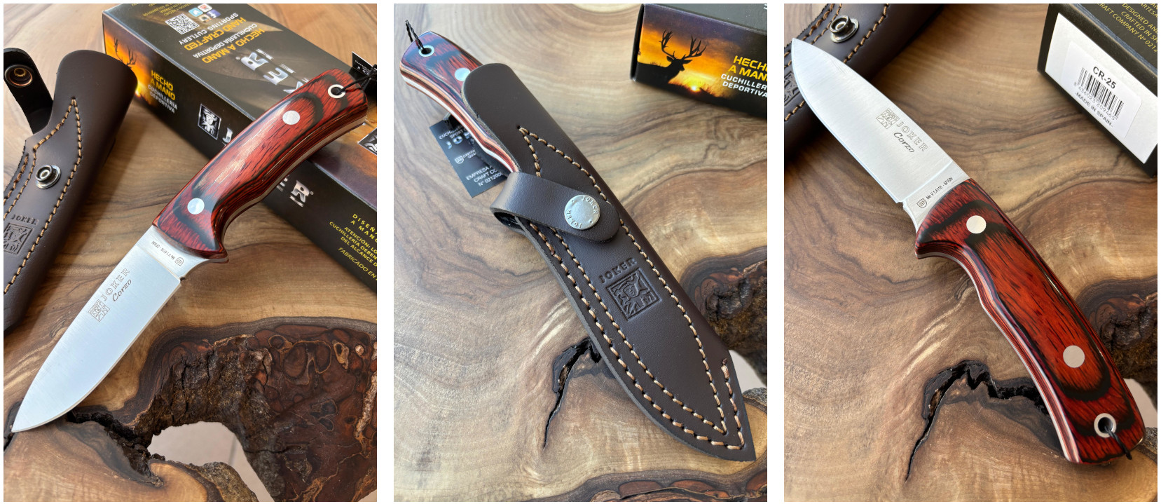 Joker Corzo - Bushcraftový nůž, 10 cm, červené dřevo