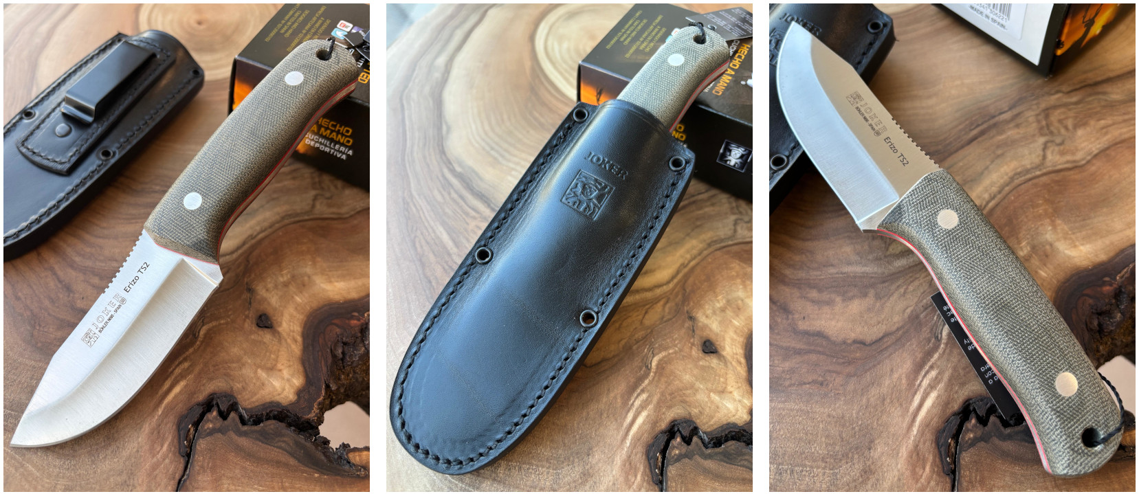 Joker Erizo TS2 - Bushcraftmesser, 9,1 cm, Micarta, grün