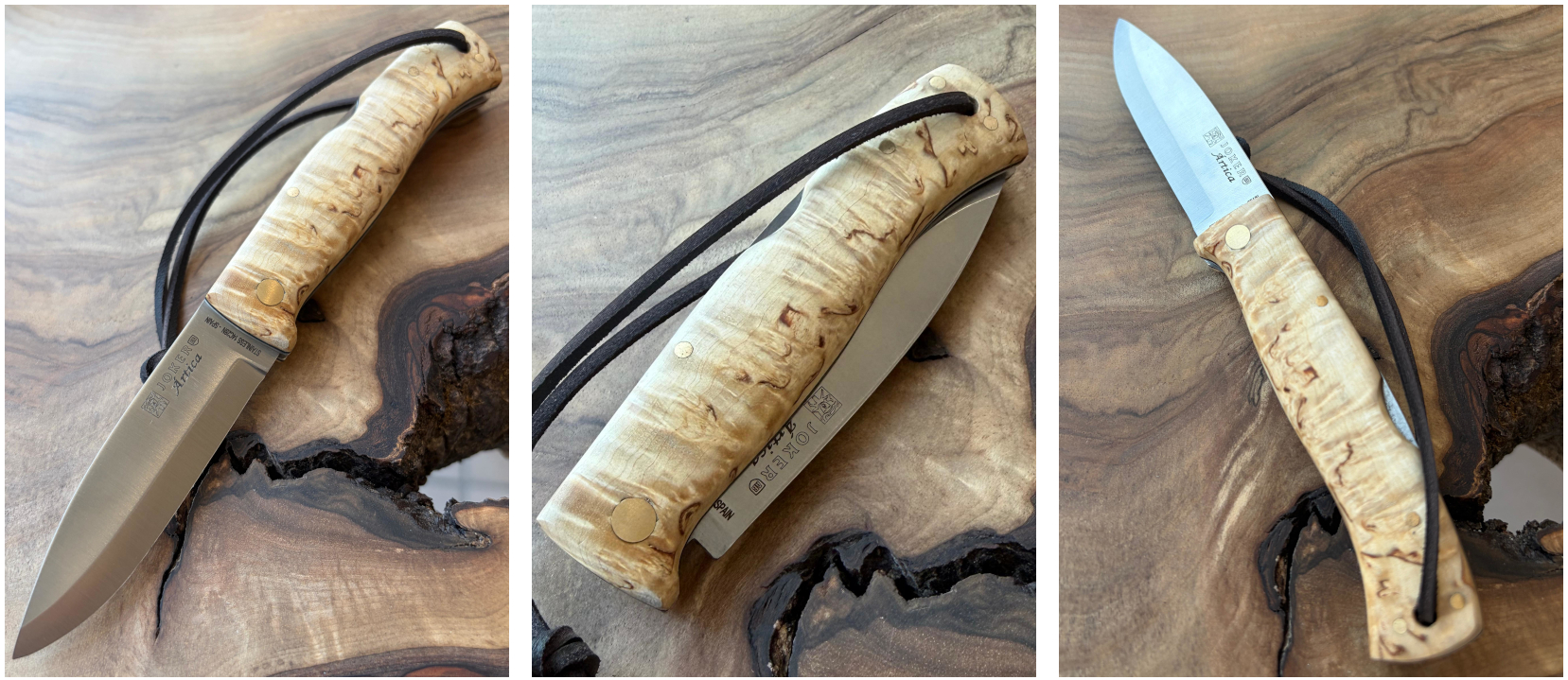 Joker Artica – Zavírací nůž, 8 cm, kudrnatá bříza