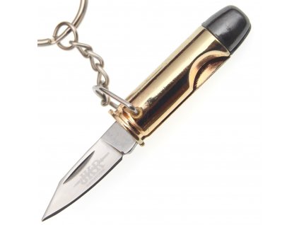 Zavírací nůž JKR ve tvaru náboje v ráži 44 Magnum, hliník. Ideální pro každodenní nošení s kroužkem na klíče. Vyroben z kvalitní oceli 3Cr13MoV s tvrdostí 51-53 HRC. Má zavírací konstrukci s odporovou pojistkou, hmotnost 26 g a délku v zavřeném stavu 42,5 mm. Líbivý design náboje v ráži 44 Magnum z hliníku.