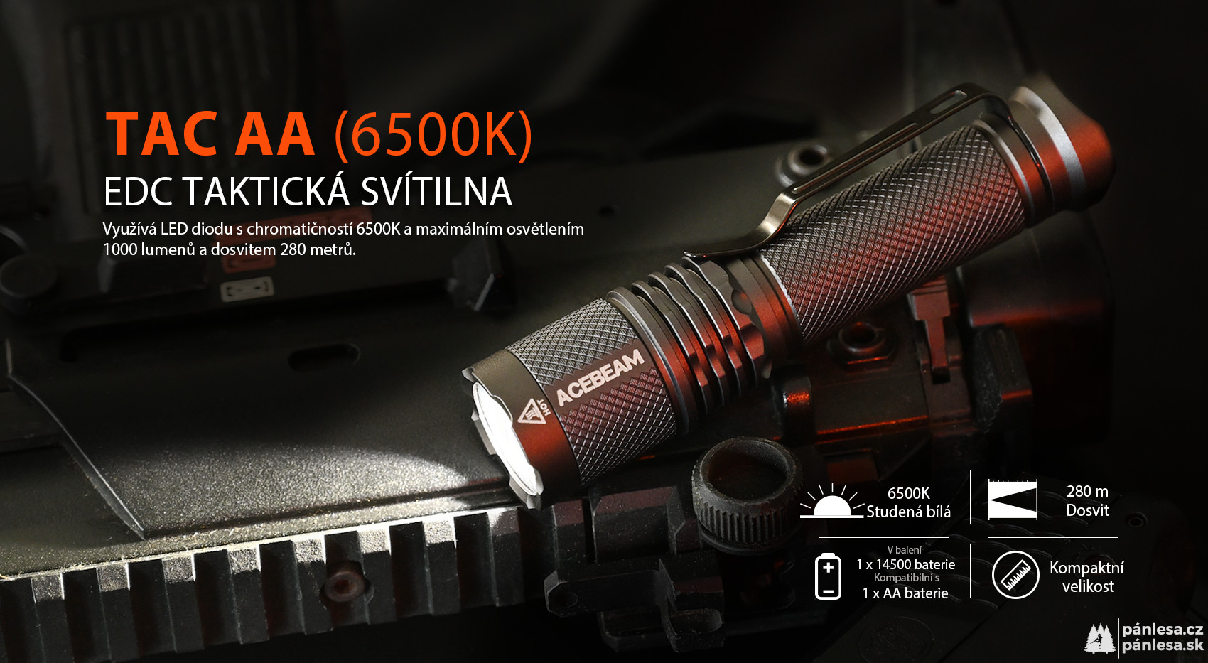 AceBeam TAC AA, 1000 lm, green - Taktická svítilna, zelená