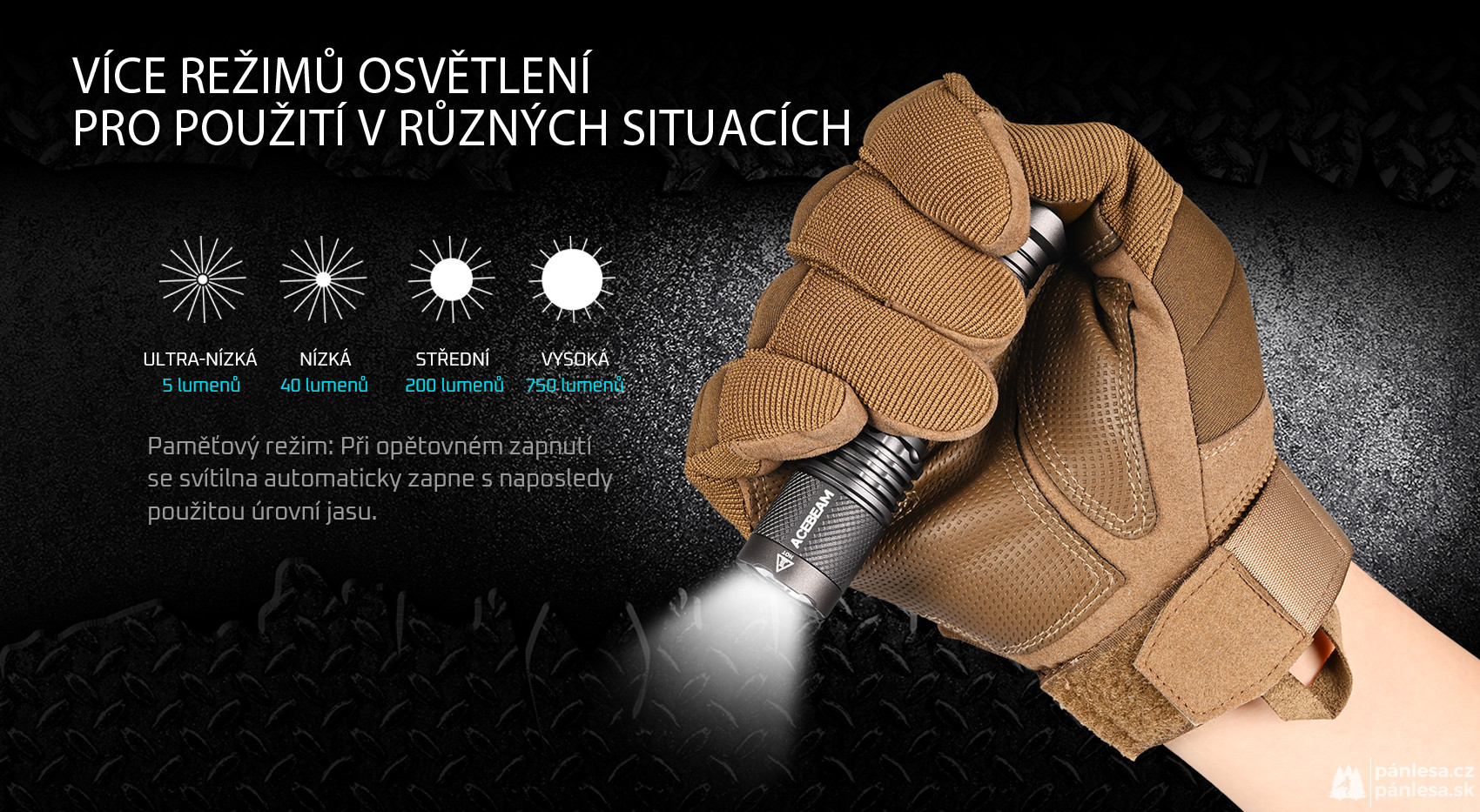 AceBeam TAC AA, 750 lm, coyote - Taktická svítilna, béžová