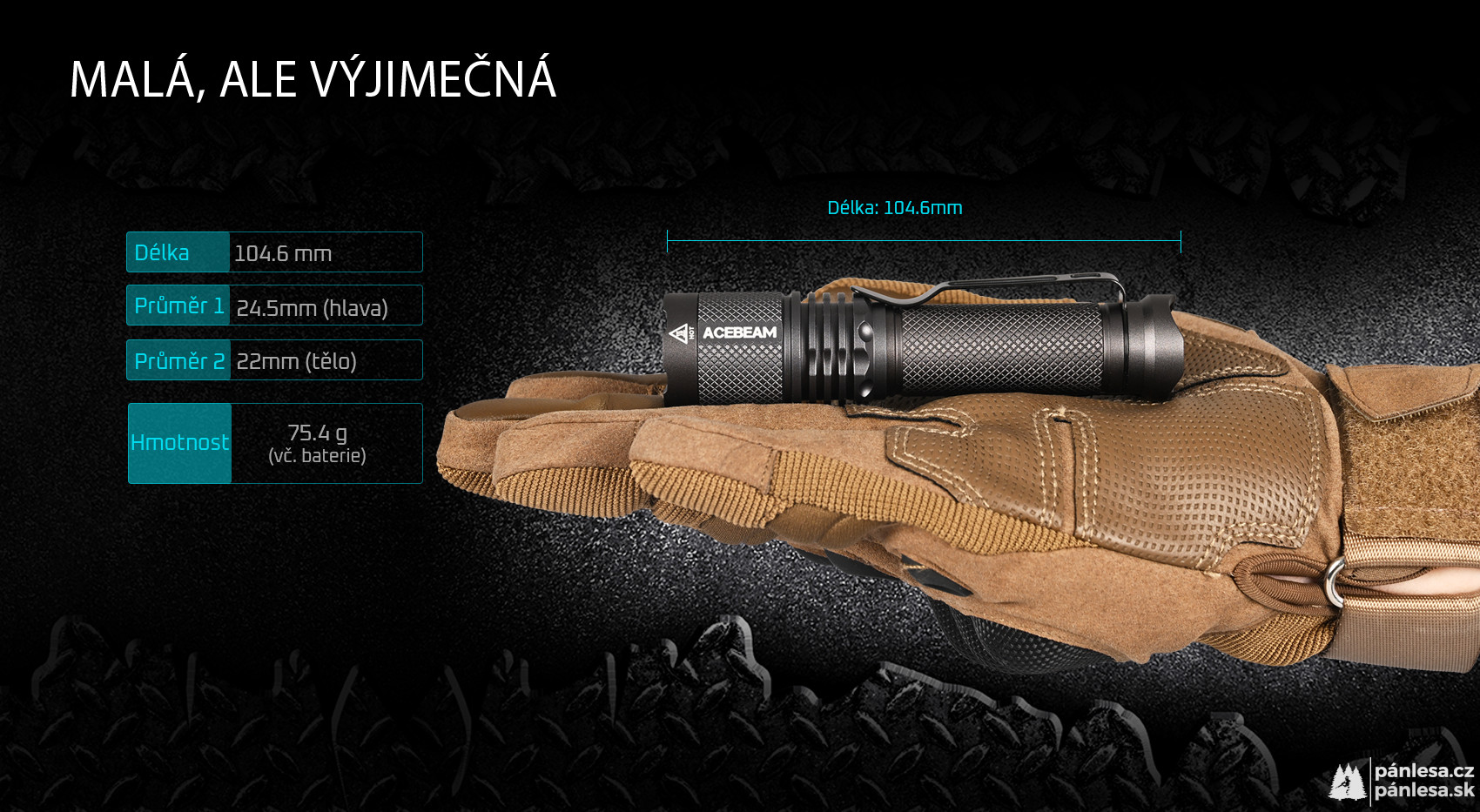 AceBeam TAC AA, 750 lm, coyote - Taktická svítilna, béžová