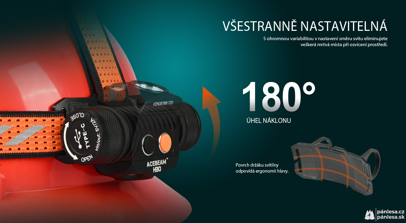 AceBeam H30 R+G, 4000 lm, black - LED čelovka, černá