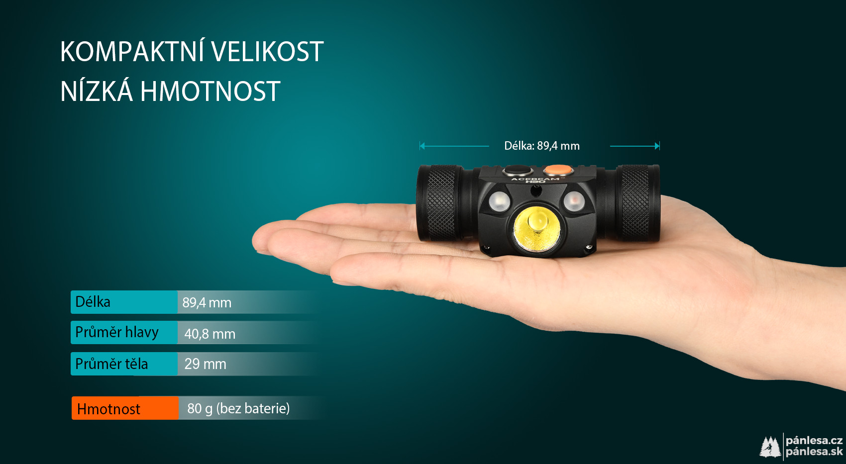 AceBeam H30 R+G, 4000 lm, black - LED čelovka, černá