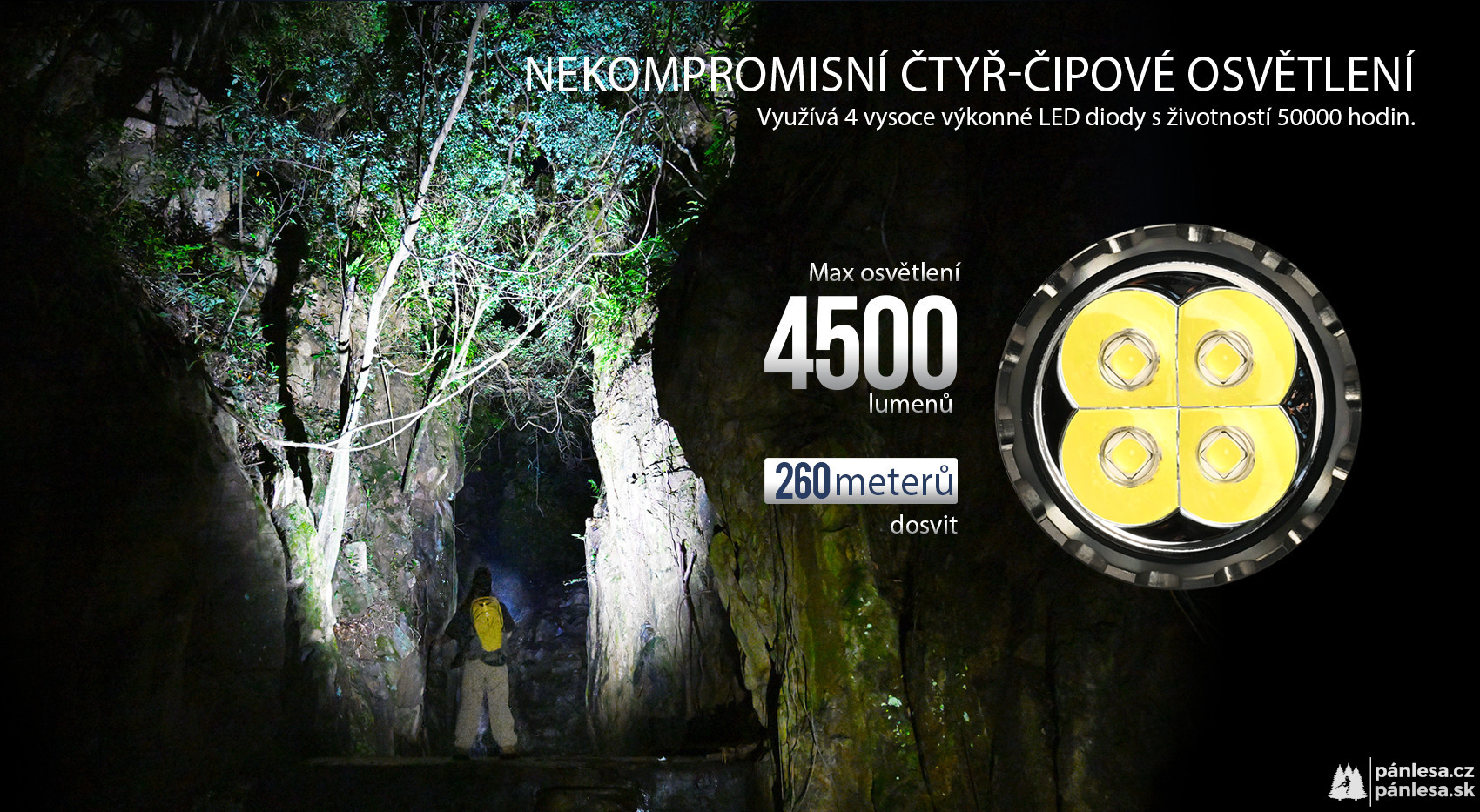 AceBeam E75, 4500 lm, black - Taktická LED svítilna, černá