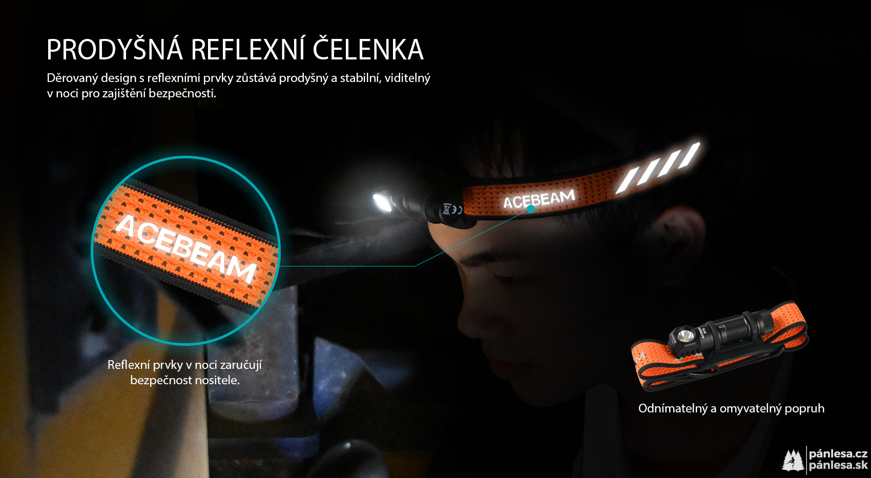 AceBeam H16, 1000 lm, grey - LED čelovka, šedá