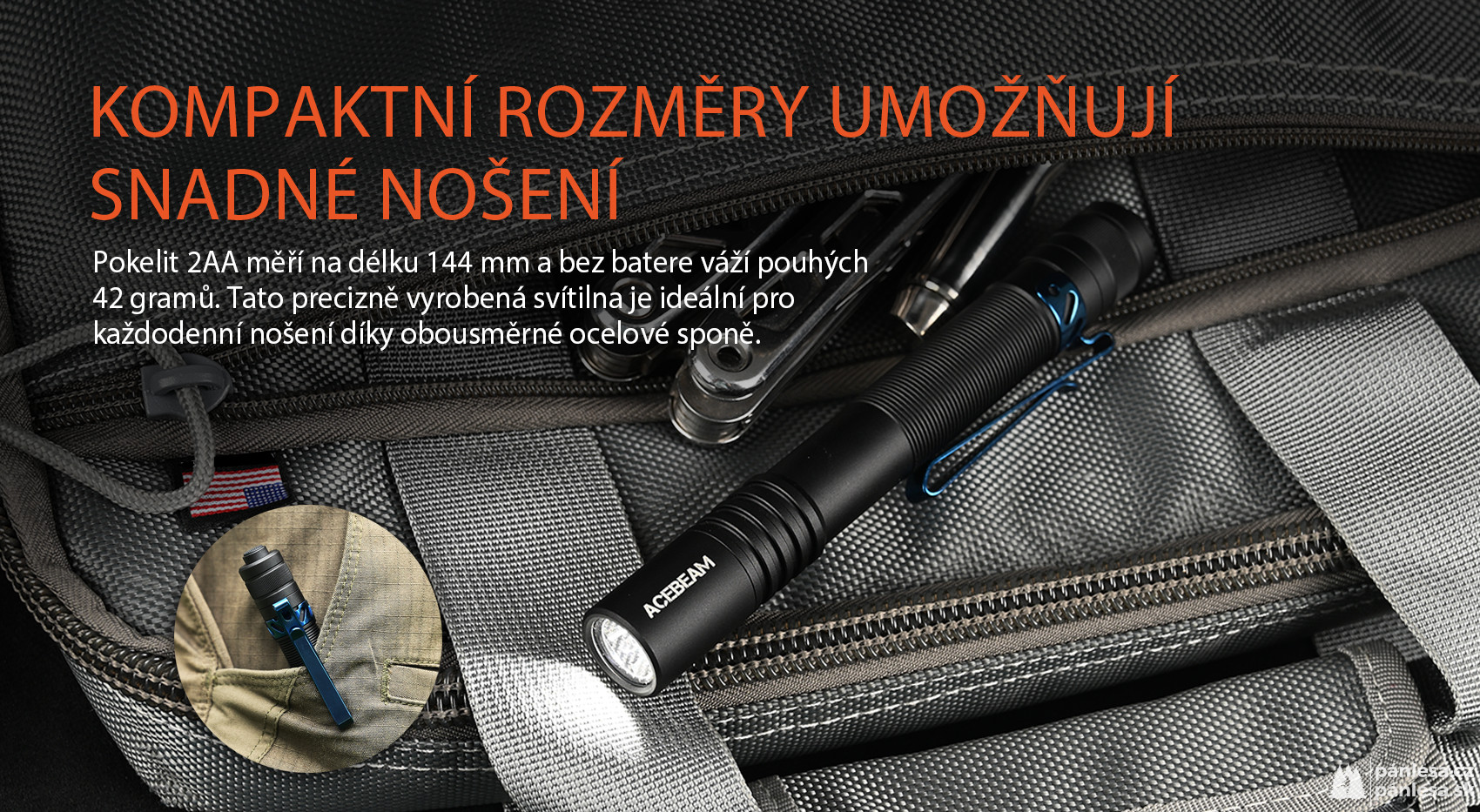 AceBeam Pokelit 2AA, 600 lm, black - LED svítilna, černá