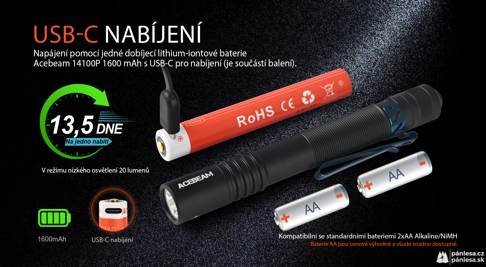 AceBeam Pokelit 2AA, 600 lm, forest green - LED svítilna, zelená