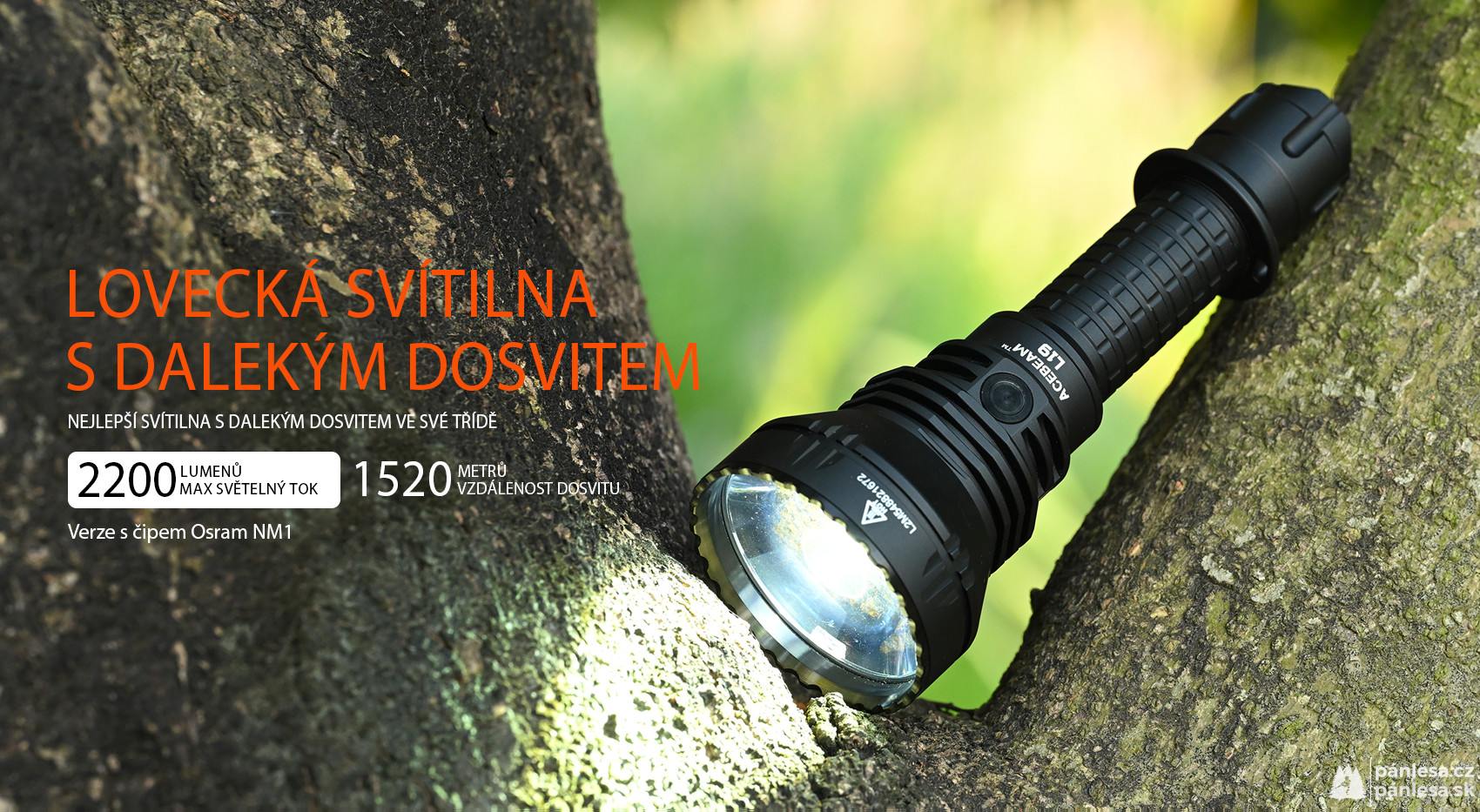 AceBeam L19 2.0, 2200 lm, Osram NM1 - Lovecká LED svítilna, černá
